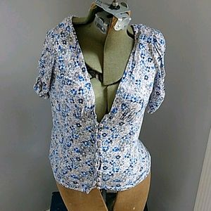 FREE PEOPLE ANTHROPOLOGIE PUFF SLEEVE TOP XS